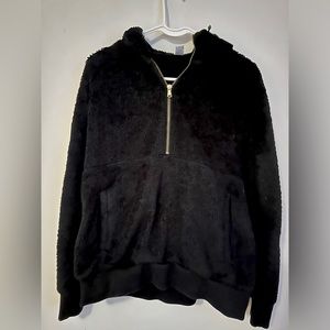 Black Sherpa 1/2 Zip Hoodie